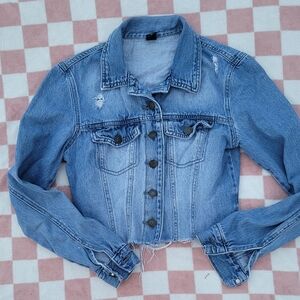 Classic Light Blue Cropped Denim Jacket